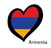 Hjärtformad flagga i Armeniens färger.