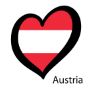 Hjärtformad flagga i Österrikes färger.