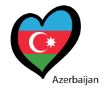 Hjärtformad flagga i Azerbadjans färger.