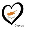 Hjärtformad flagga i Cyperns färger.