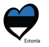 Hjärtformad flagga i Estlands färger.