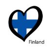 Hjärtformad flagga i Finlands färger.