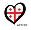 Hjärtformad flagga i Georgiens färger. 