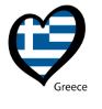 Hjärtformad flagga i Grekland färger.