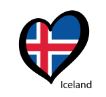 Hjärtformad flagga i Islands färger.