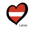 Hjärtformad flagga i Lettlands färger.