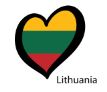 Hjärtformad flagga i Litauens färger.