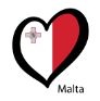 Hjärtformad flagga i Maltas färger.