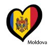 Hjärtformad flagga i Moldaviens färger.