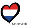 Hjärtformad flagga i Nederländernas färger.