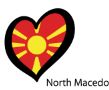 Hjärtformad flagga i Nordmakedoniens färger.