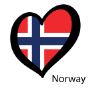Hjärtformad flagga i Norges färger.