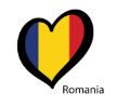 Hjärtformad flagga i Rumäniens färger.