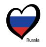 Hjärtformad flagga i Rysslands färger.