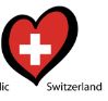 Hjärtformad flagga i Schweiz färger.