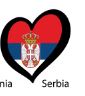 Hjärtformad flagga i Serbiens färger.
