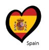 Hjärtformad flagga i Spaniens färger.