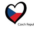 Hjärtformad flagga i Tjeckiens färger.