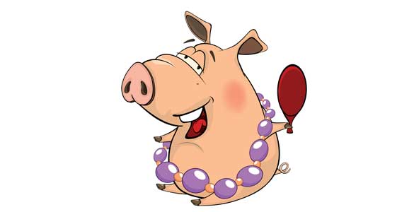 Illustration av ordspråket "Pärlor för svin"