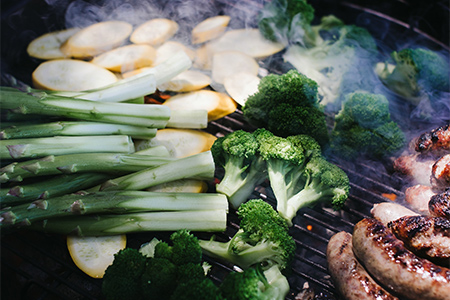 Grillgaller med sparris och broccoli