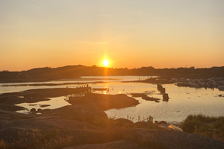 Smithska udden i Göteborg i solnedgång