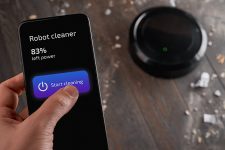 Robotdammsugare som styrs av app på smartphone