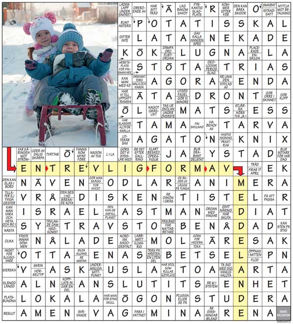 Rätt lösning på januaris korsord i BingoMagasinet