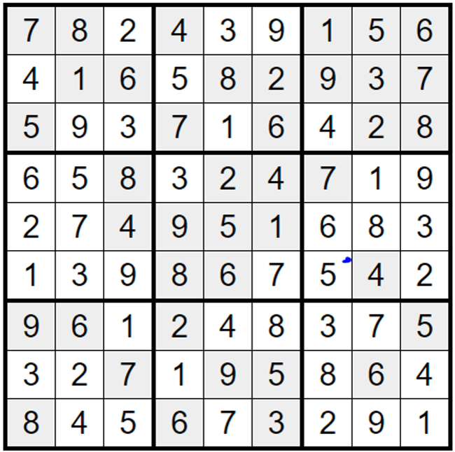 Lösning för Sudoku i maj. 