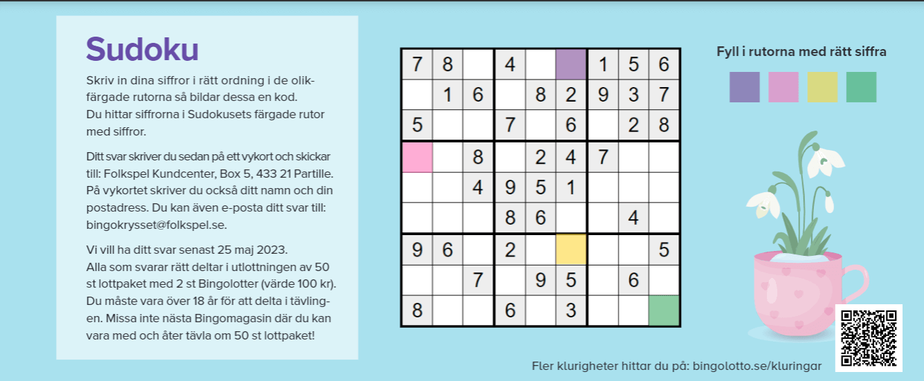 Sudoku-lösning med tecknad bakgrund. 